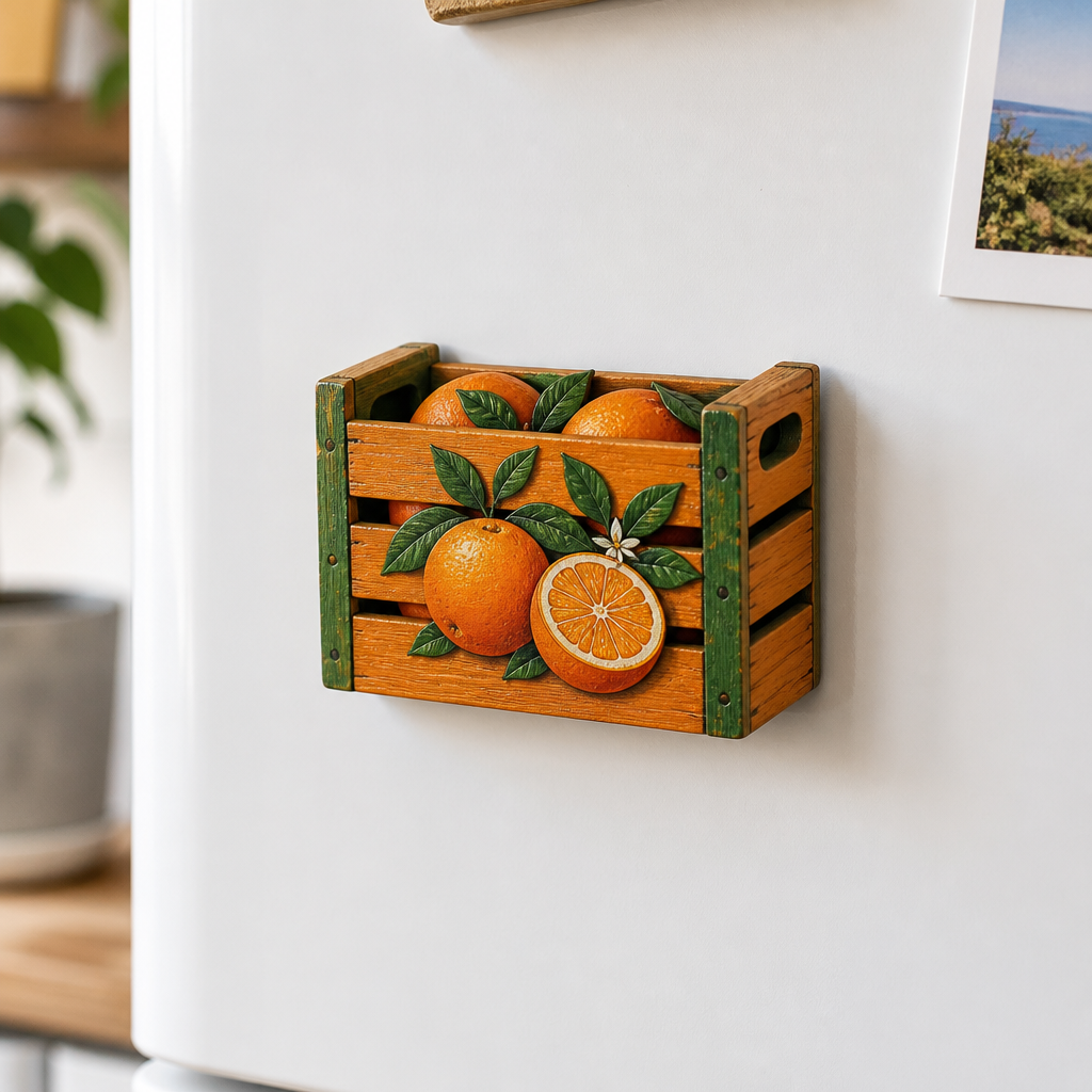 A 4-inch crate-label magnet